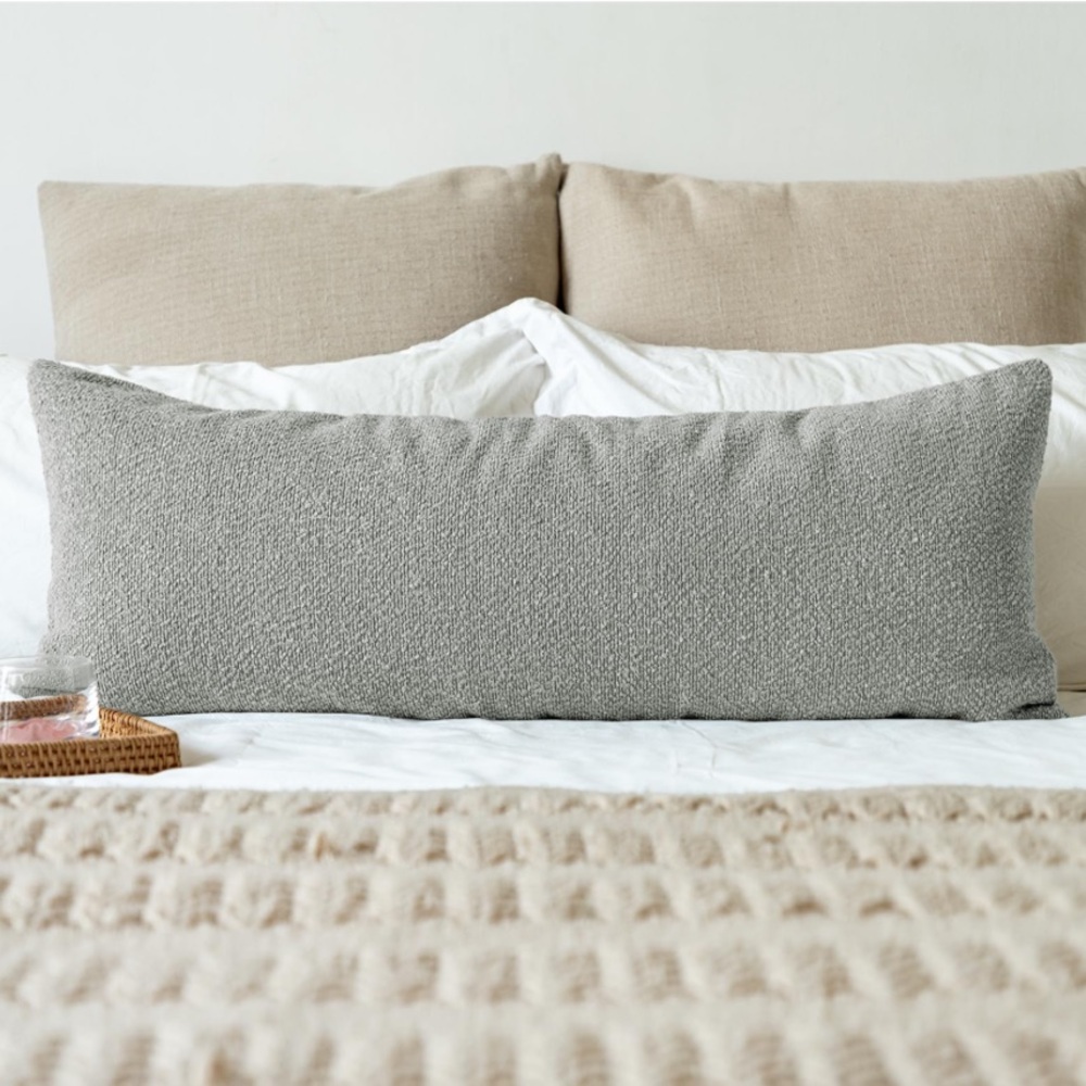 Gray Boucle Textured Lumbar Pillow Cover